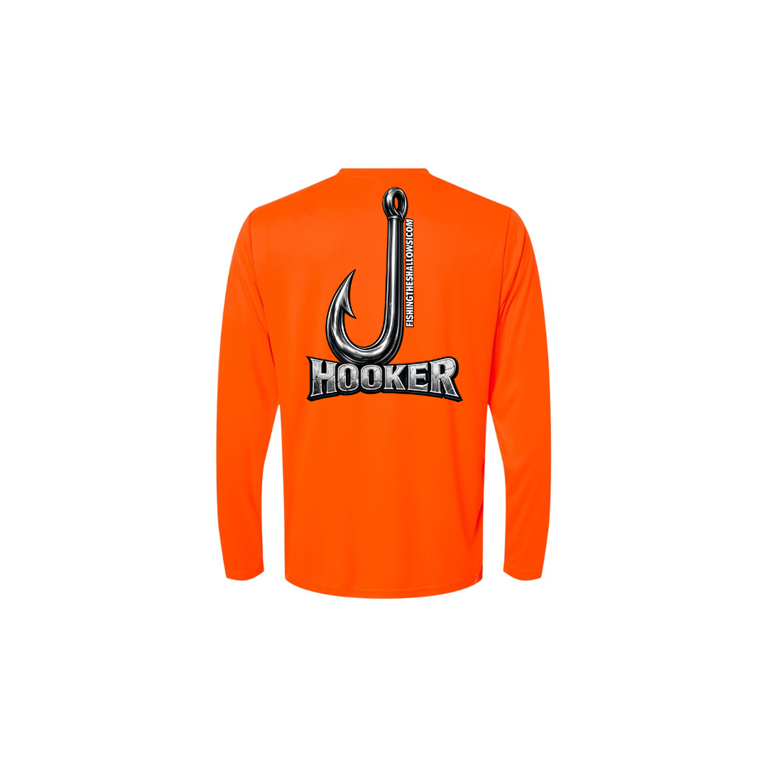 Hooker – Men's Long Sleeve in Safety Orange - back view