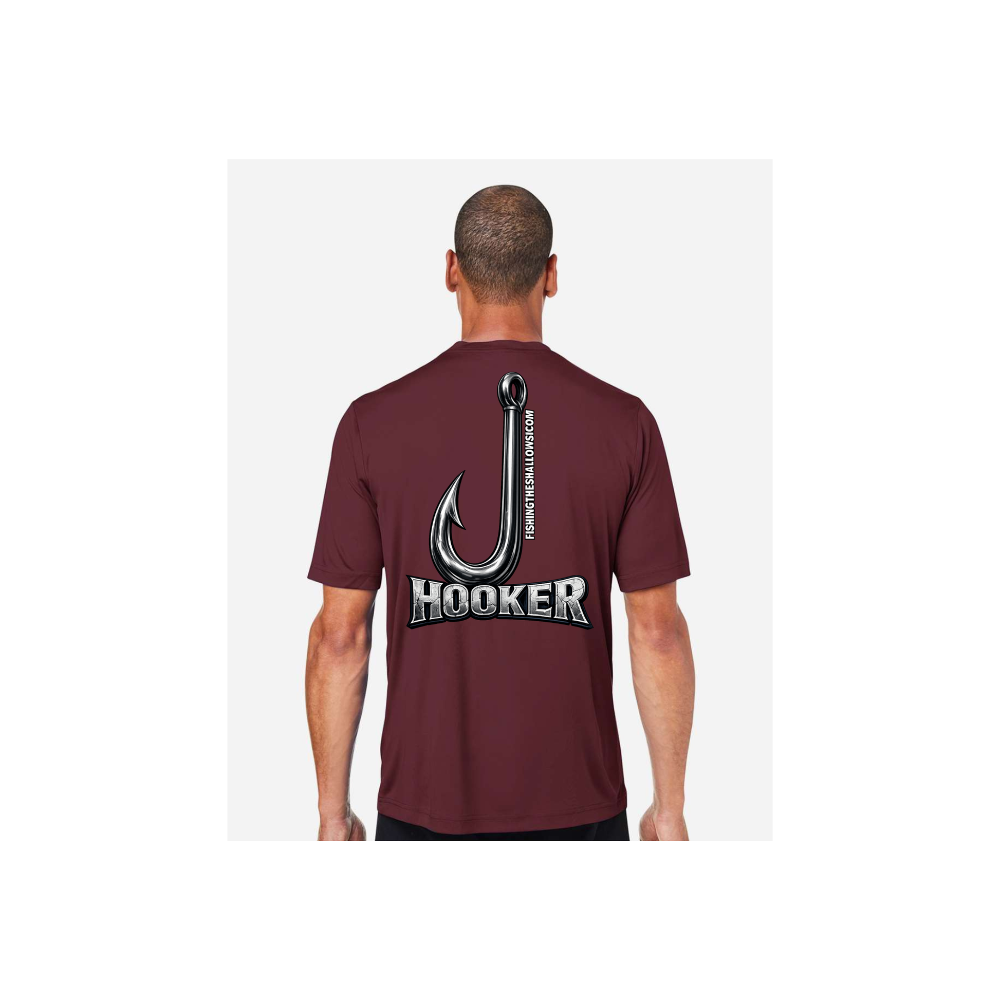 Hooker – Men's Short Sleeve in Burgundy - back view