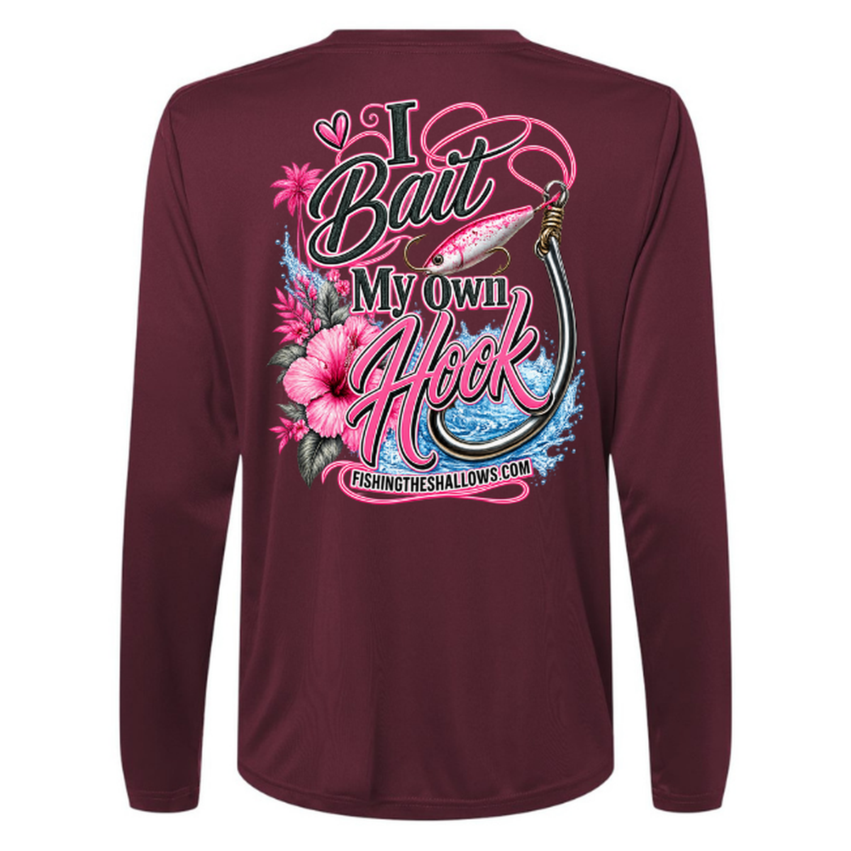 I Bait – Women's Long Sleeve - Burgundy - Back
