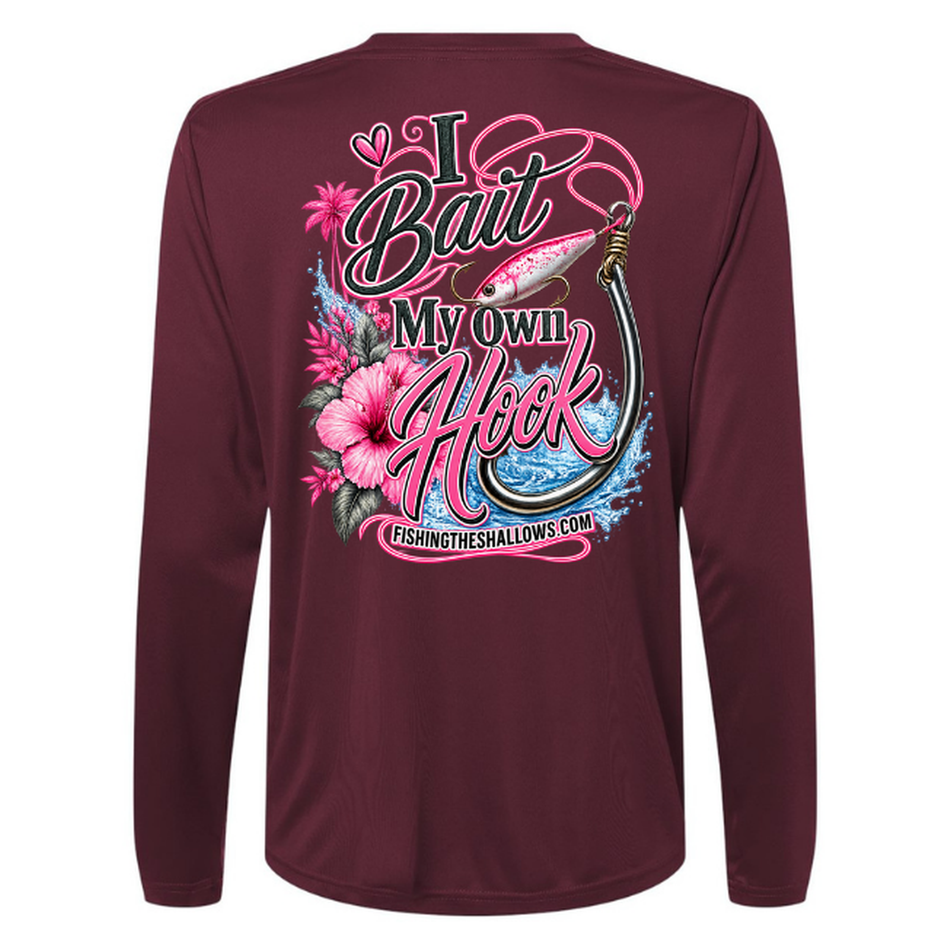 I Bait – Women's Long Sleeve - Burgundy - Back
