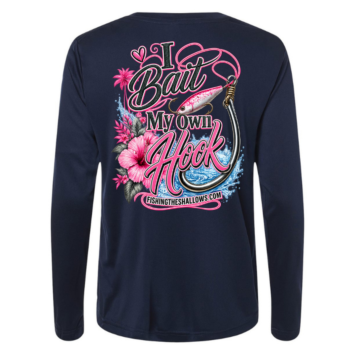 I Bait – Women's Long Sleeve - Classic Navy - Back