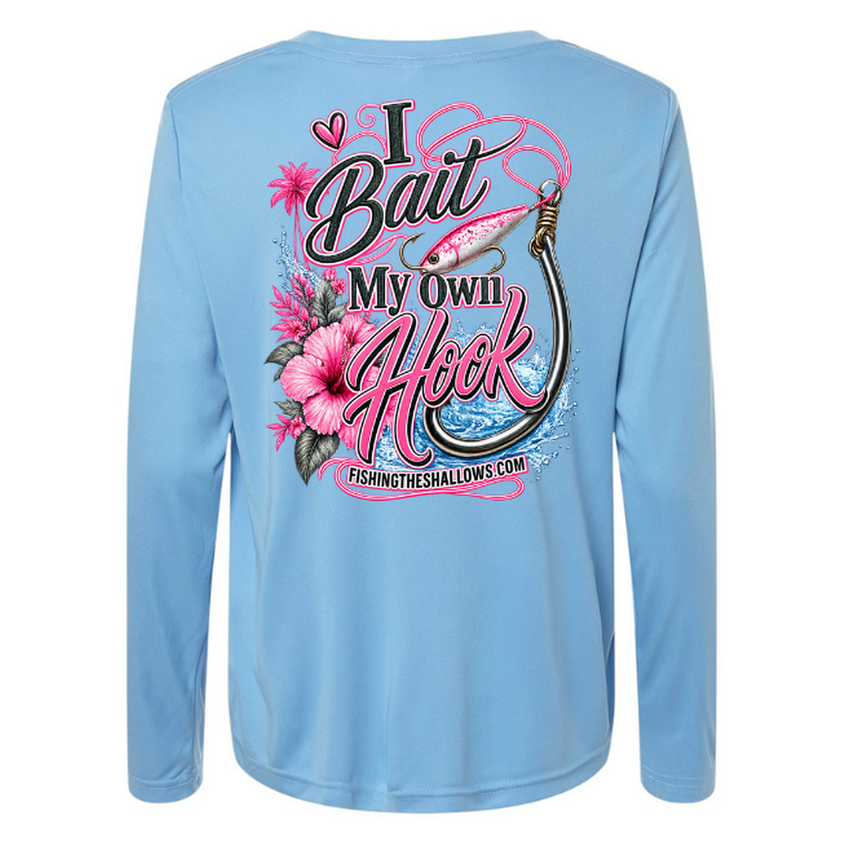 I Bait – Women's Long Sleeve - Columbia Blue - Back