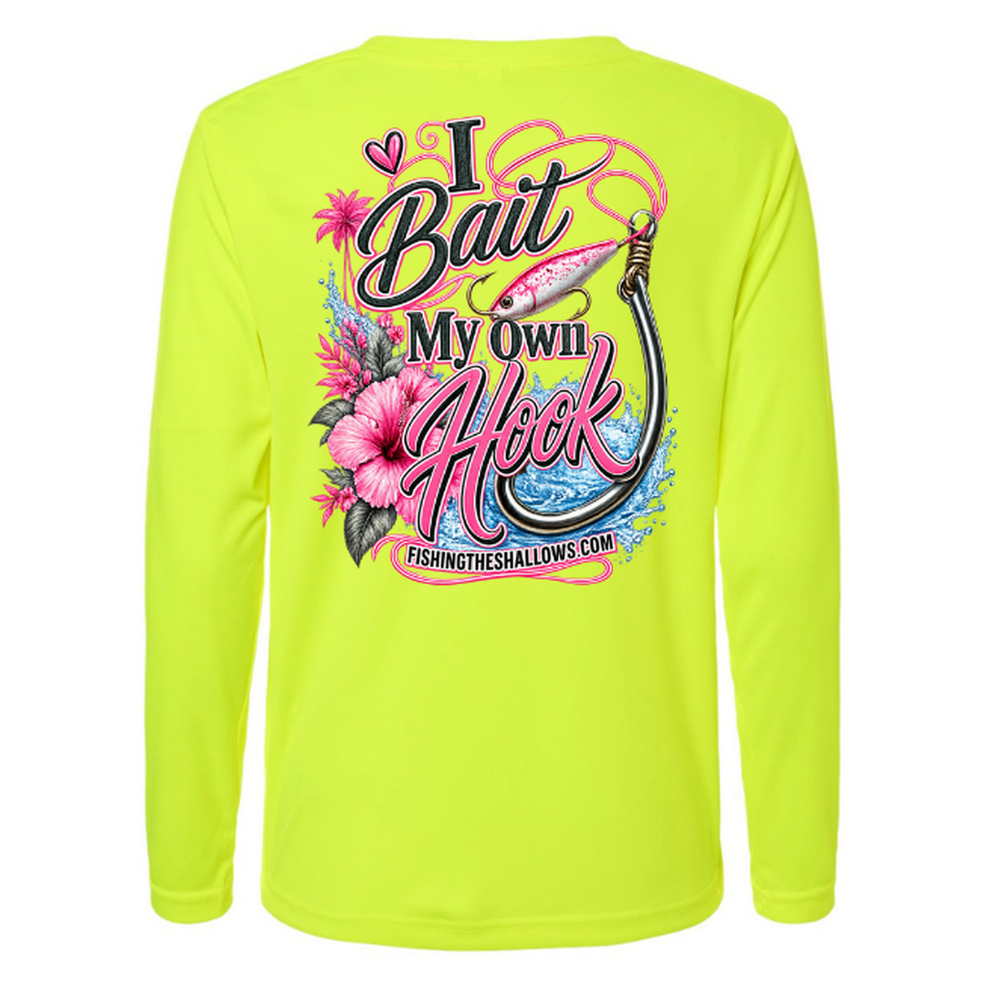 I Bait – Women's Long Sleeve - Safety Yellow - Back