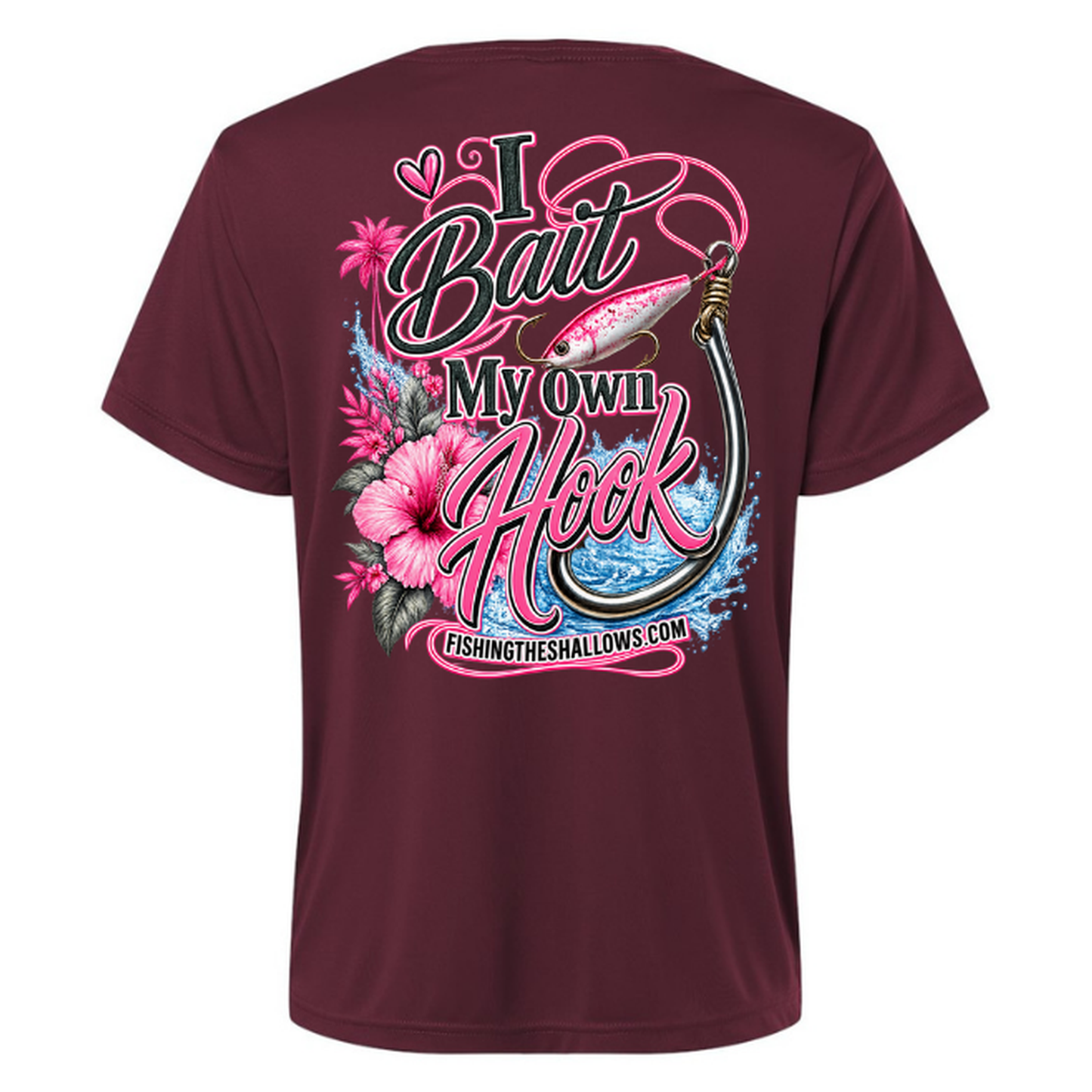 I Bait – Women's Short Sleeve - Burgundy - Back