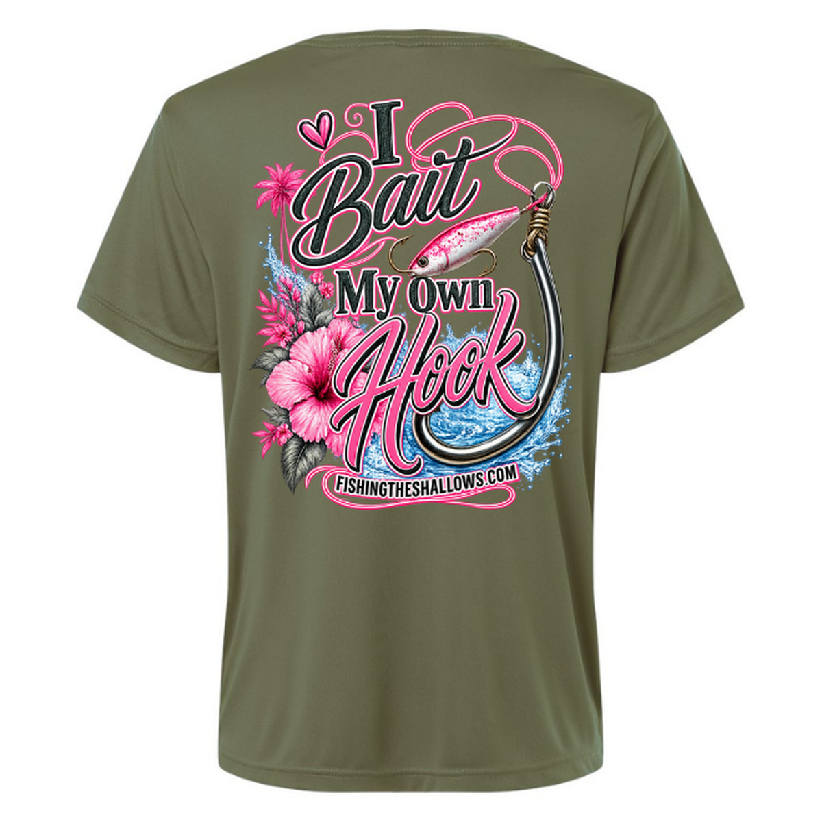 I Bait – Women's Short Sleeve - Military Green - Back