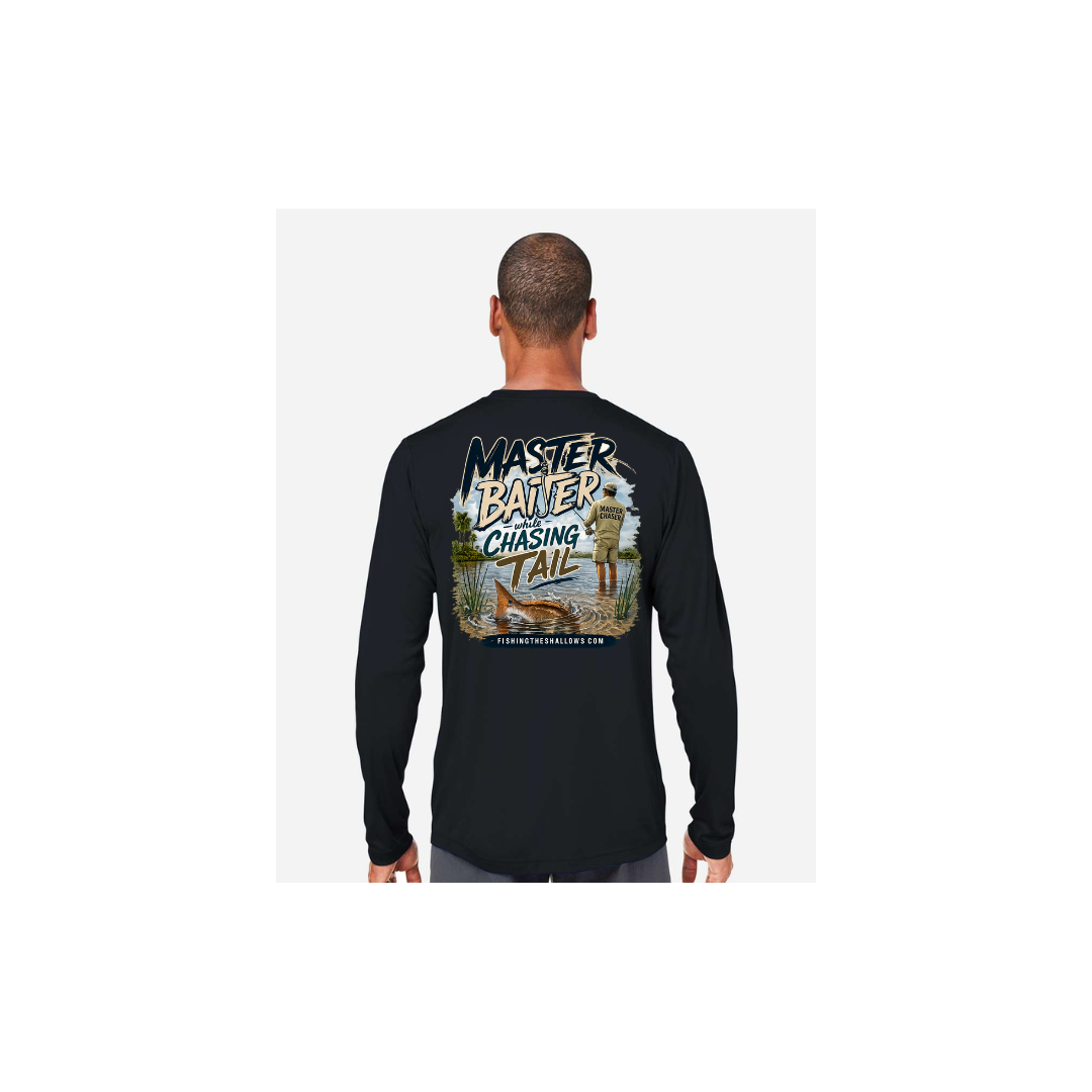 Master Baiter While Chasing Tail – Men's Long Sleeve in Black - back view