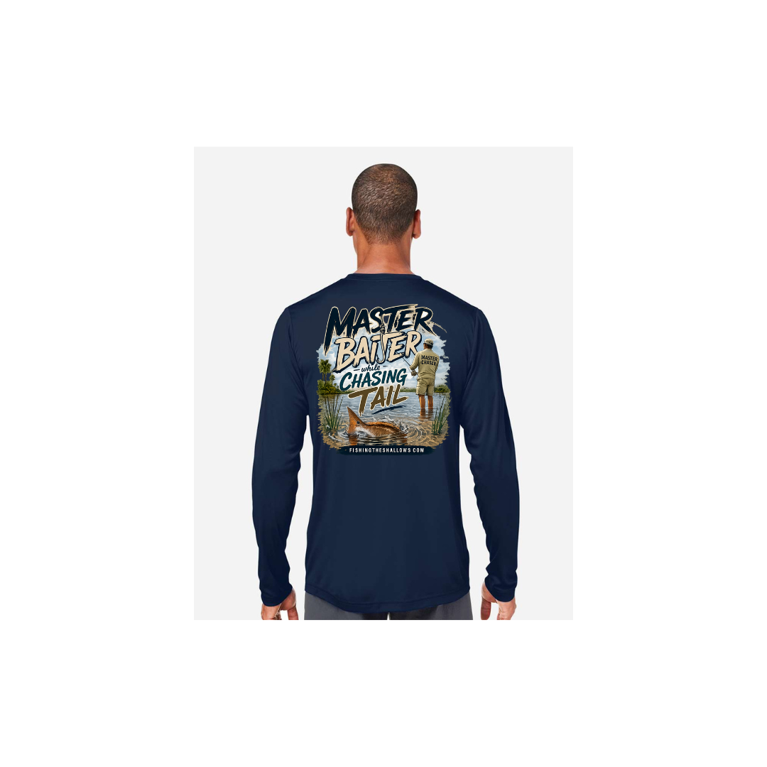 Master Baiter While Chasing Tail – Men's Long Sleeve in Classic Navy - back view
