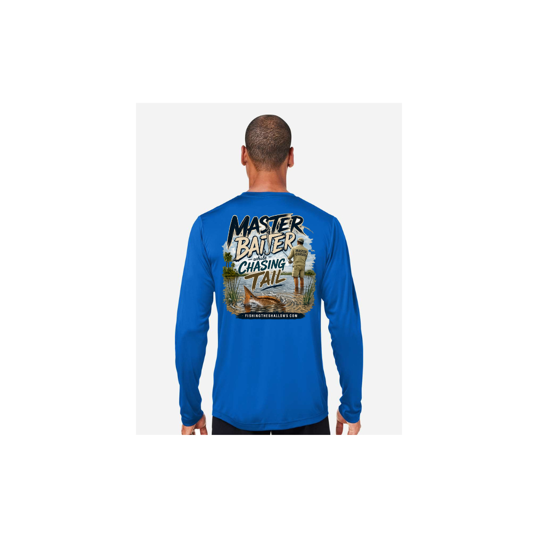 Master Baiter While Chasing Tail – Men's Long Sleeve in True Royal - back view