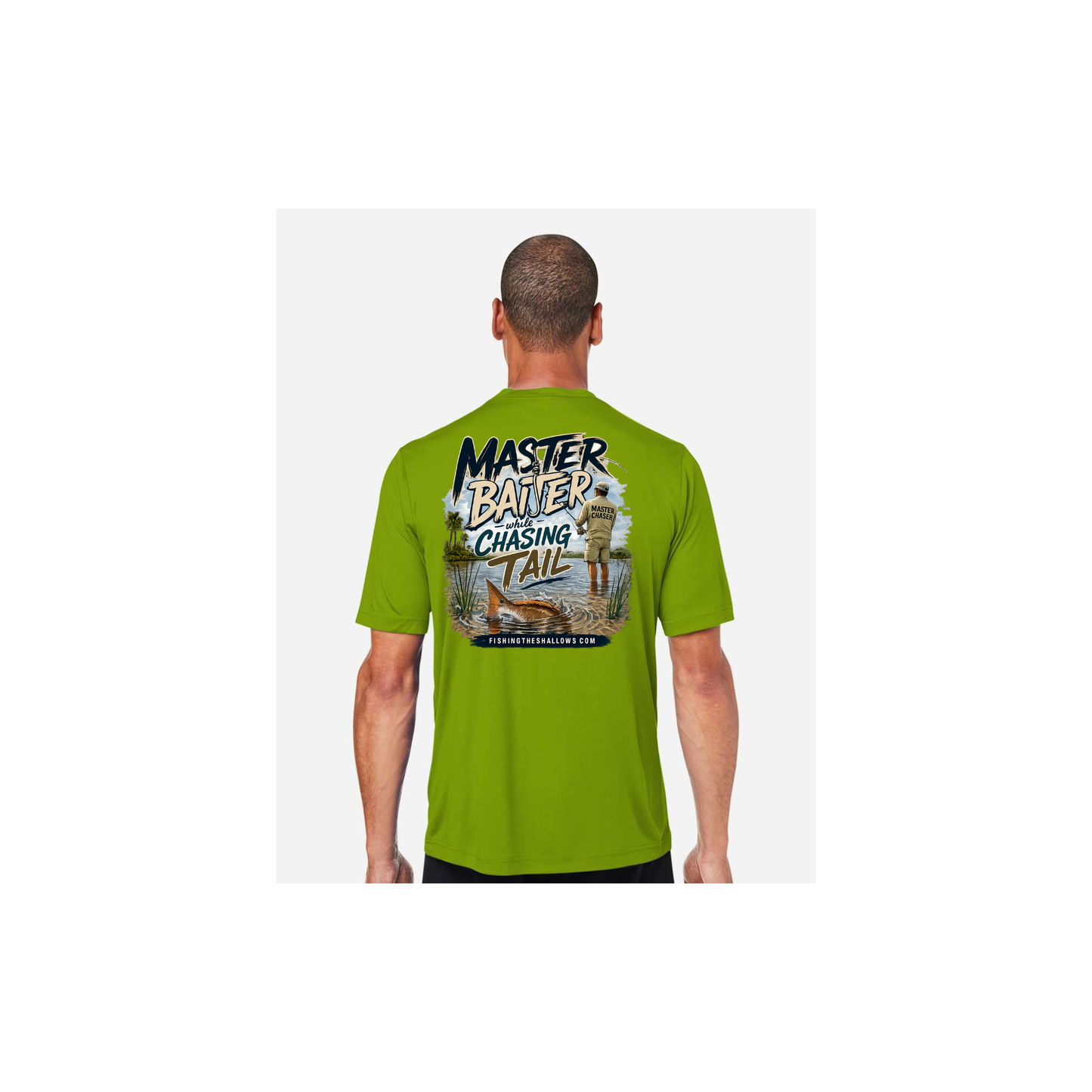 Master Baiter While Chasing Tail – Men's Short Sleeve in Acid Green - back view
