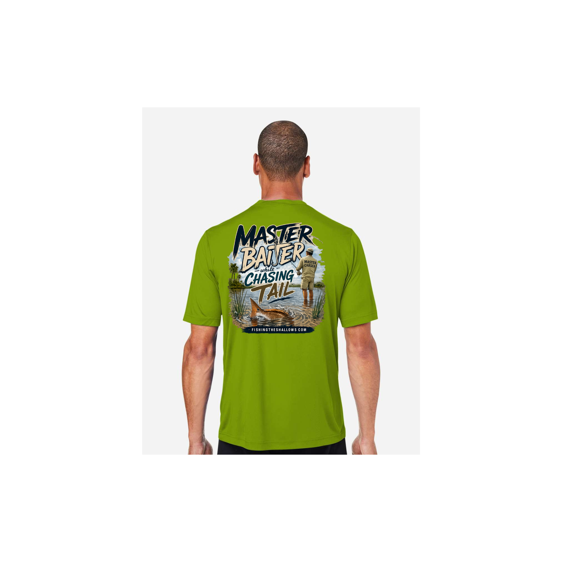 Master Baiter While Chasing Tail – Men's Short Sleeve in Acid Green - back view