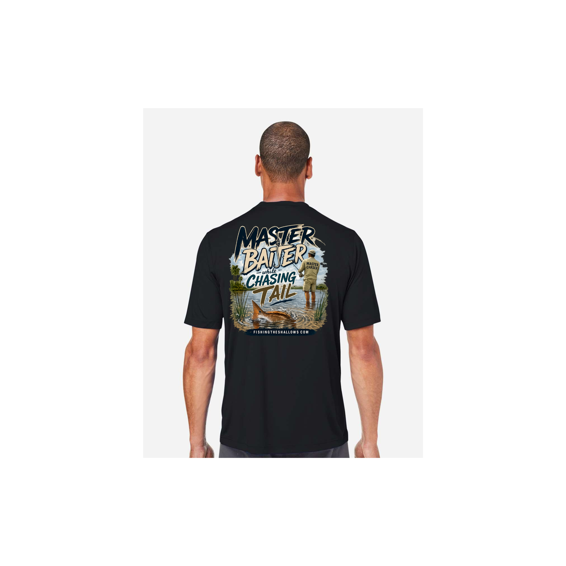 Master Baiter While Chasing Tail – Men's Short Sleeve in Black - back view