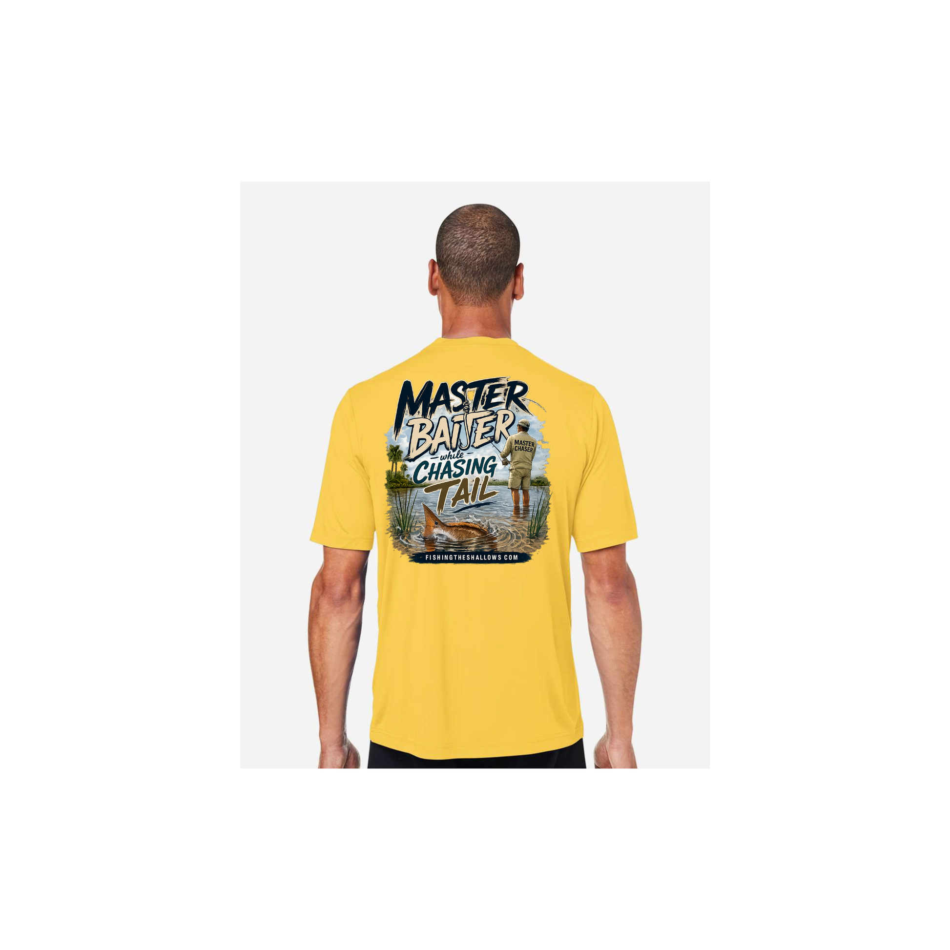 Master Baiter While Chasing Tail – Men's Short Sleeve in Campus Gold - back view