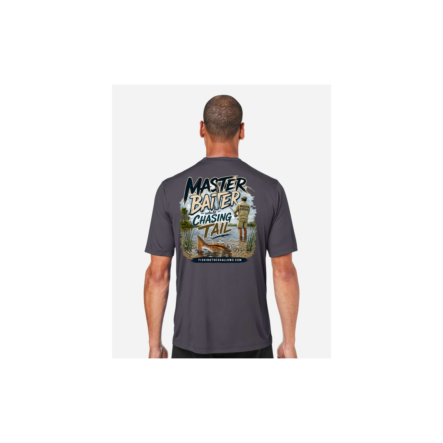 Master Baiter While Chasing Tail – Men's Short Sleeve in Carbon - back view