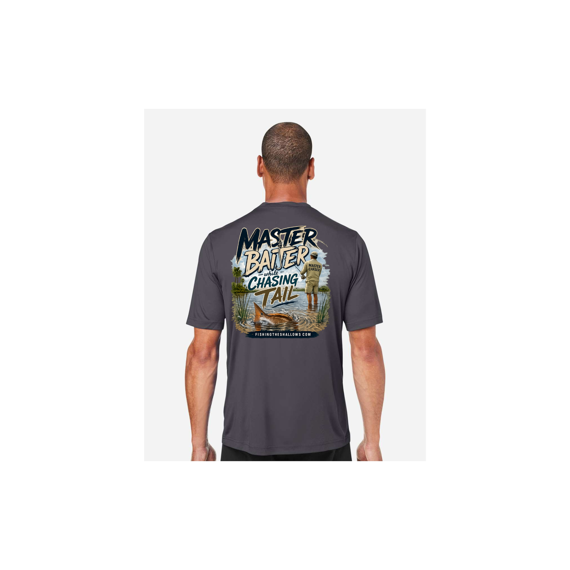 Master Baiter While Chasing Tail – Men's Short Sleeve in Carbon - back view