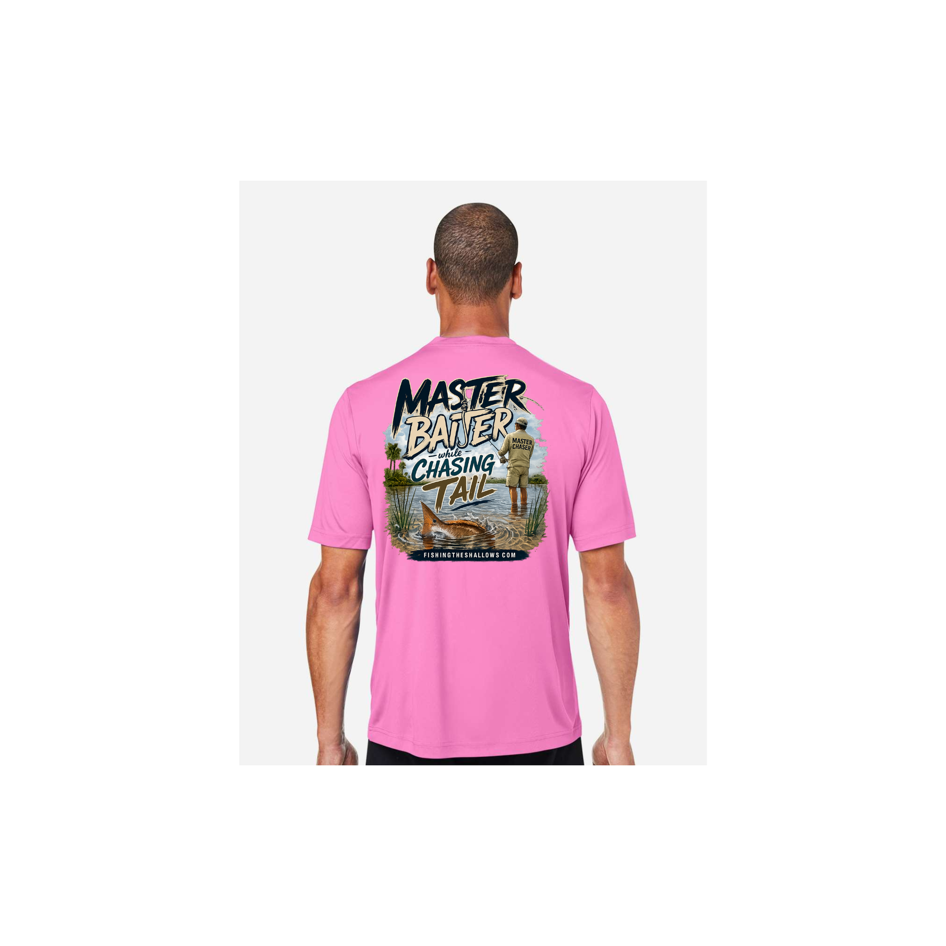 Master Baiter While Chasing Tail – Men's Short Sleeve in Charity Pink - back view