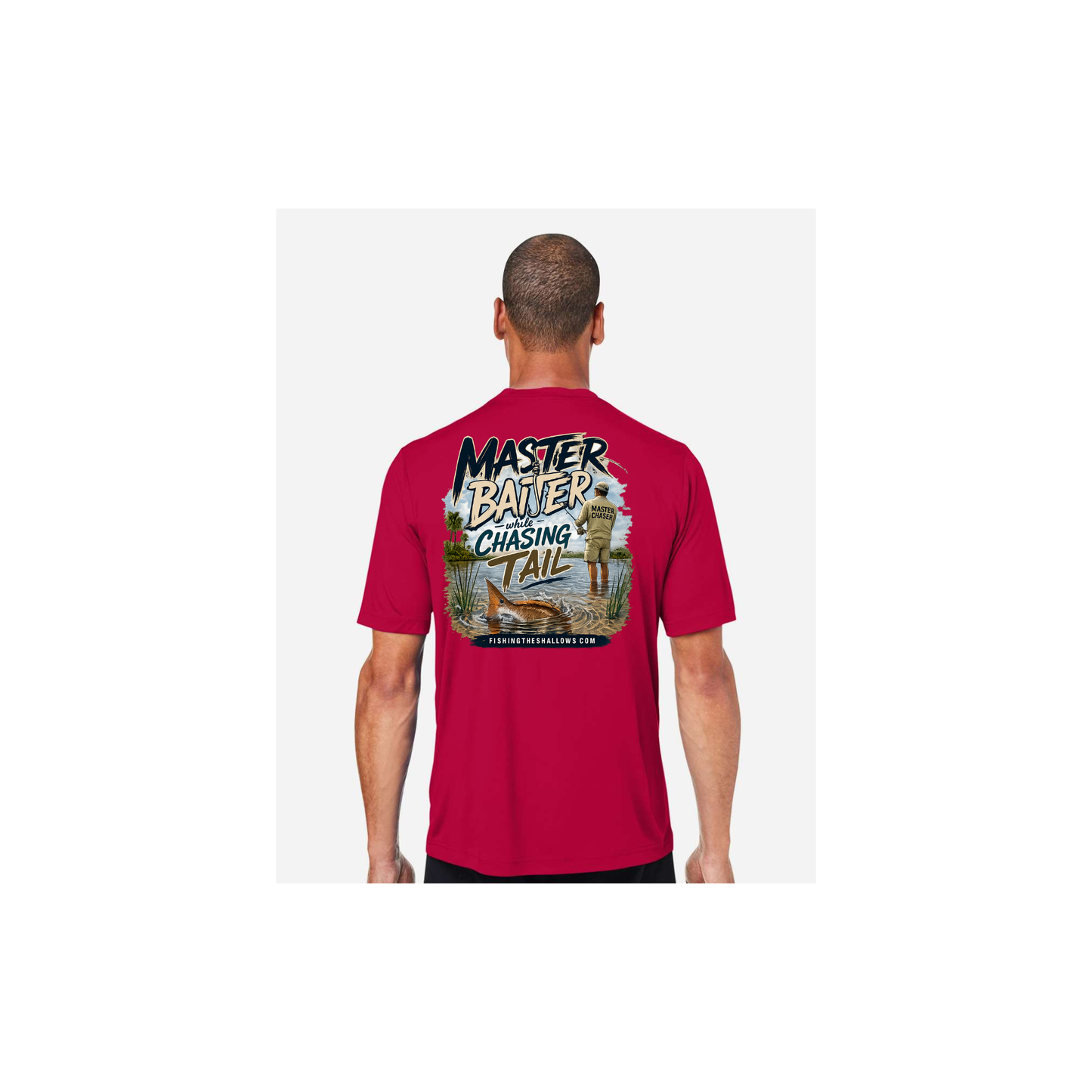 Master Baiter While Chasing Tail – Men's Short Sleeve in Classic Red - back view