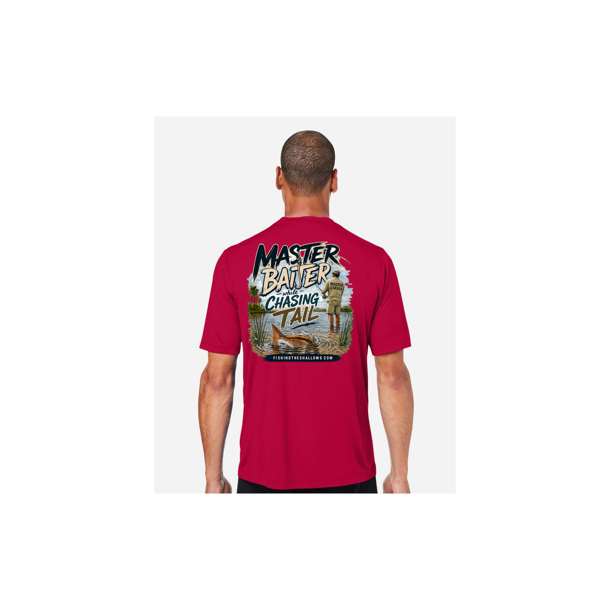 Master Baiter While Chasing Tail – Men's Short Sleeve in Classic Red - back view
