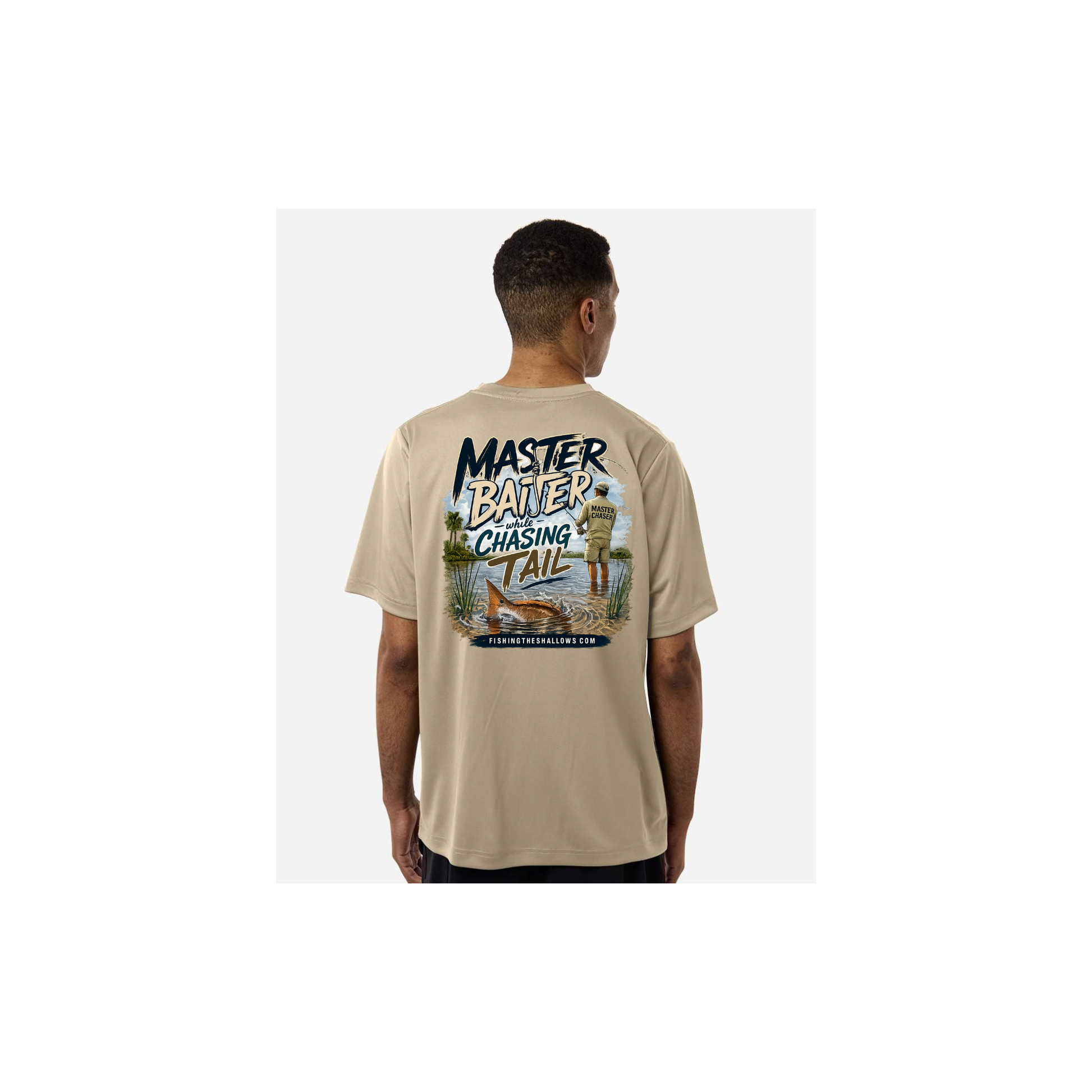 Master Baiter While Chasing Tail – Men's Short Sleeve in Desert Kahki - back view