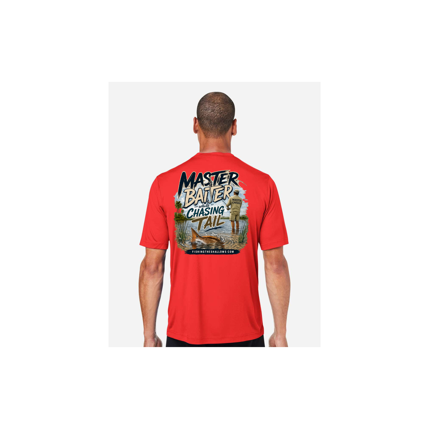 Master Baiter While Chasing Tail – Men's Short Sleeve in Marina Red - back view