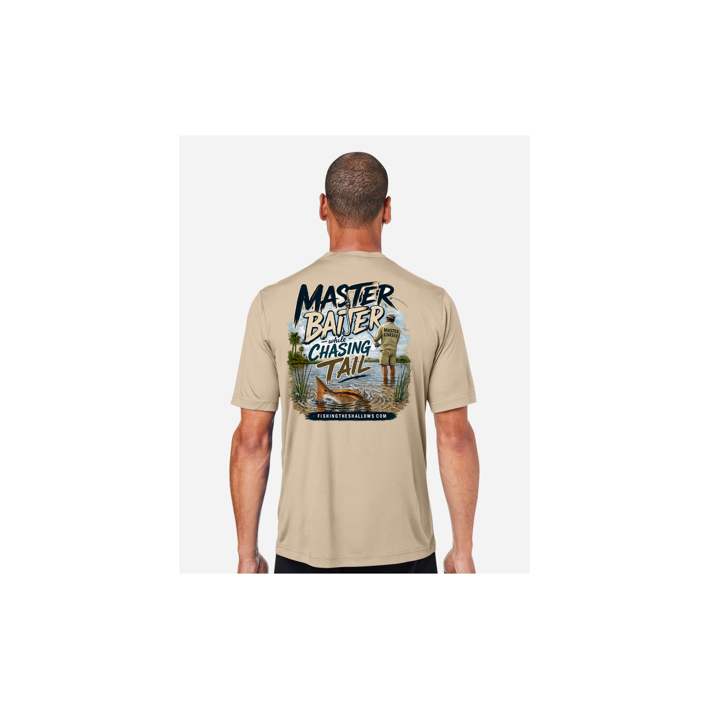 Master Baiter While Chasing Tail – Men's Short Sleeve in Stone - back view