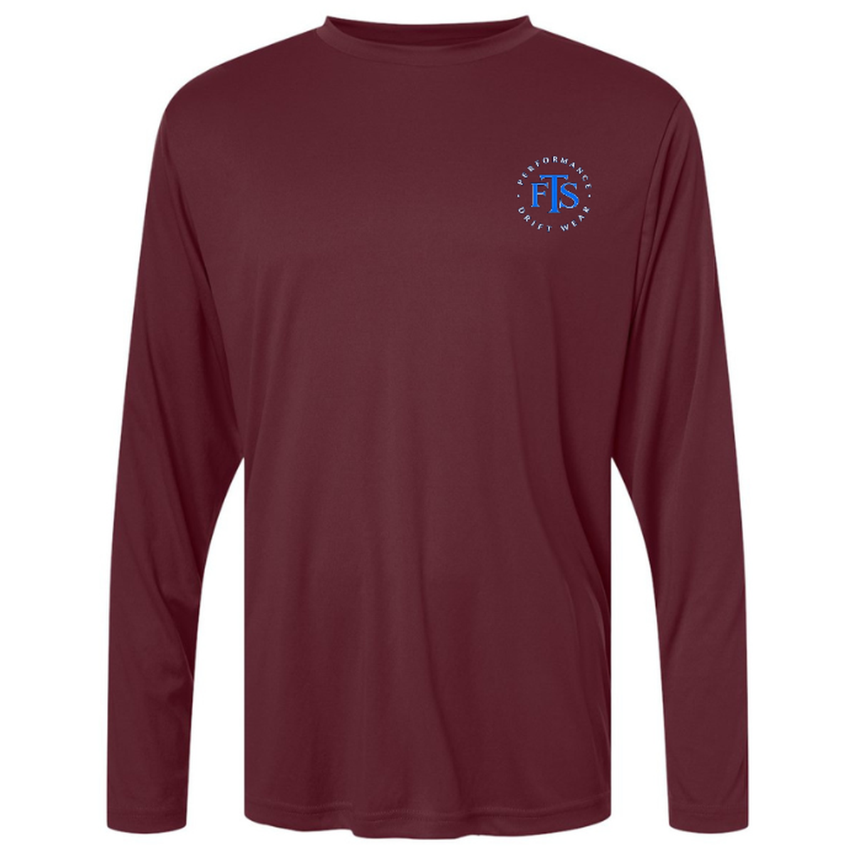 Fishaholic LS in Burgundy, front view - mens long sleeve performance fishing shirt by Fishing The Shallows
