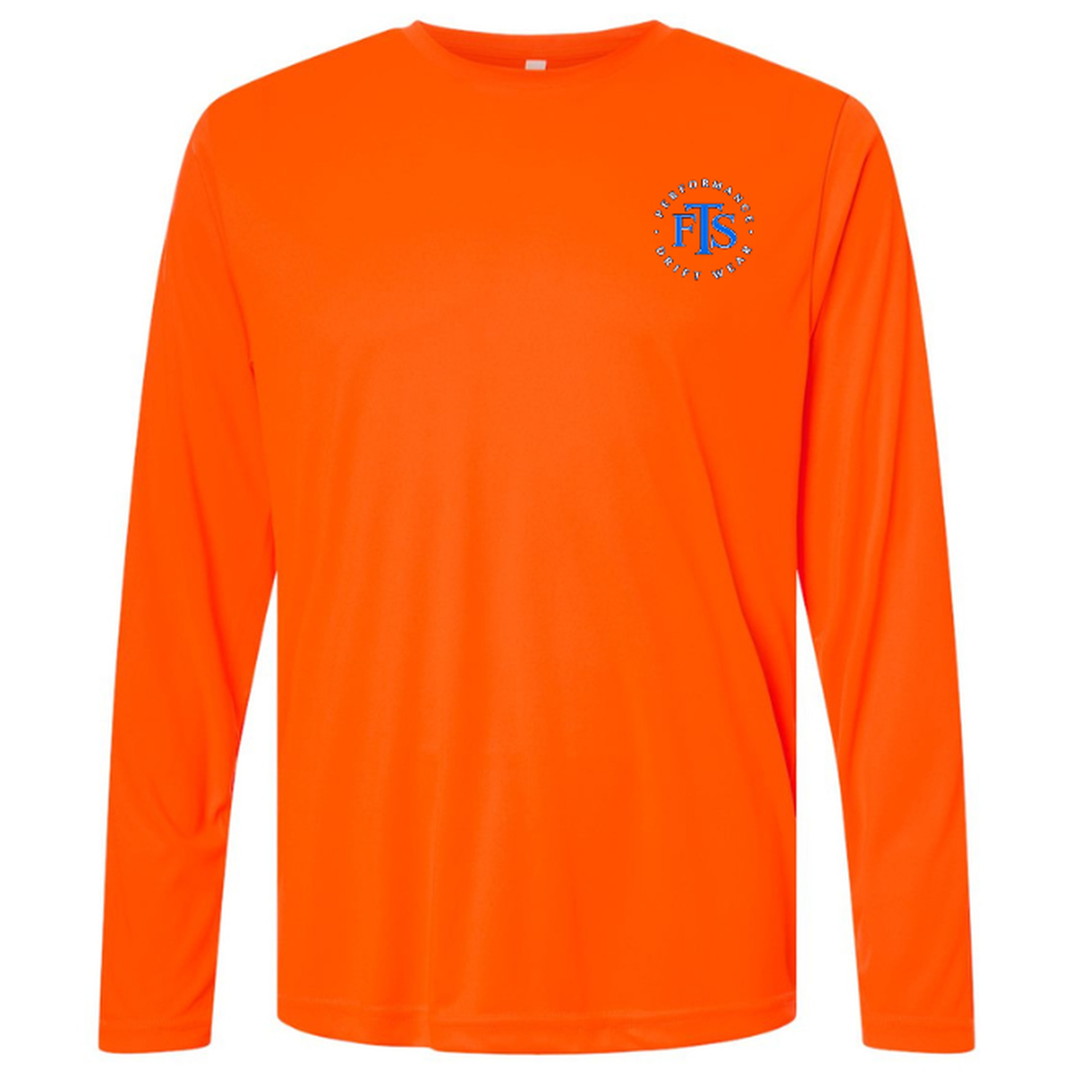 Fishaholic LS in Safety Orange, front view - mens long sleeve performance fishing shirt by Fishing The Shallows