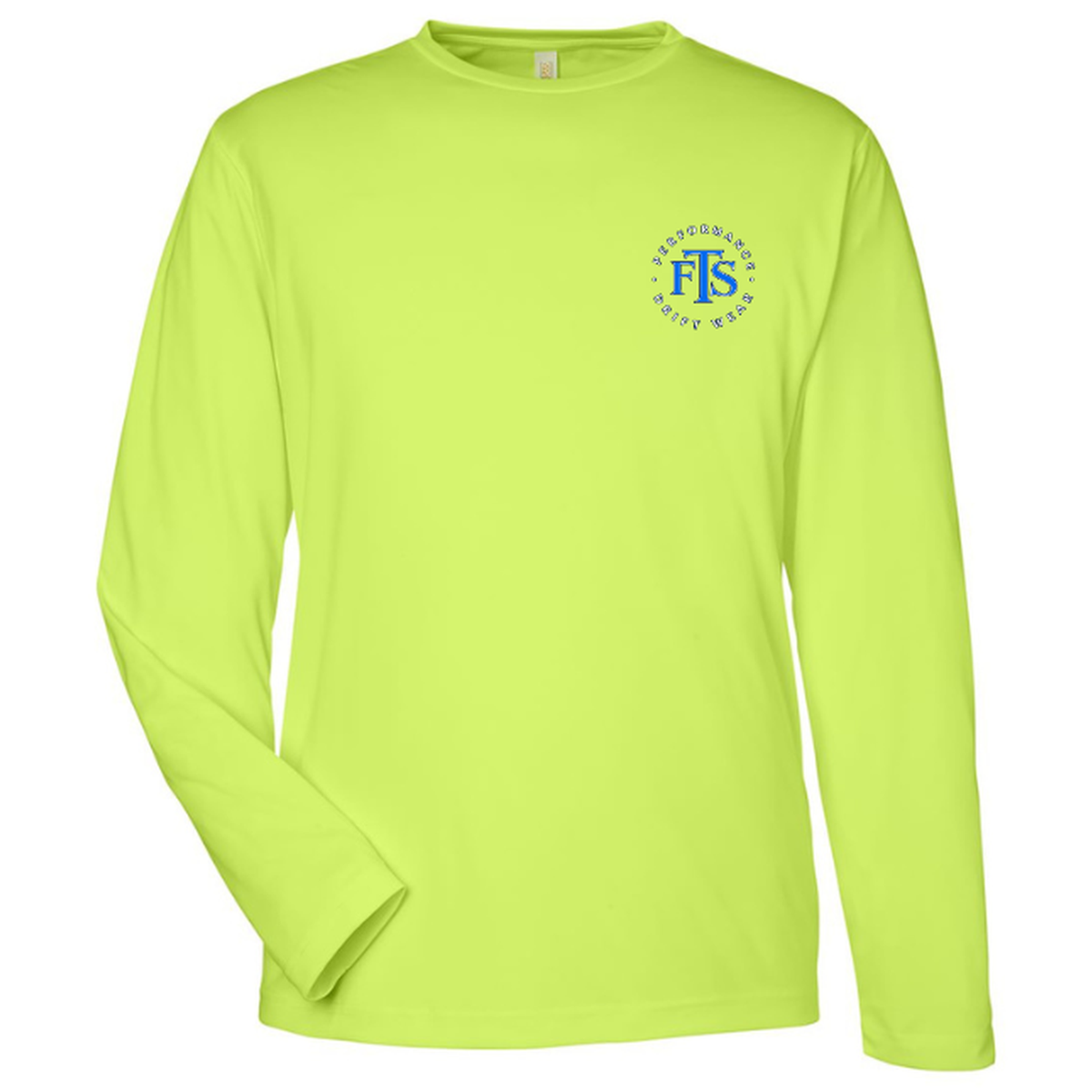 Fishaholic LS in Safety Yellow, front view - mens long sleeve performance fishing shirt by Fishing The Shallows