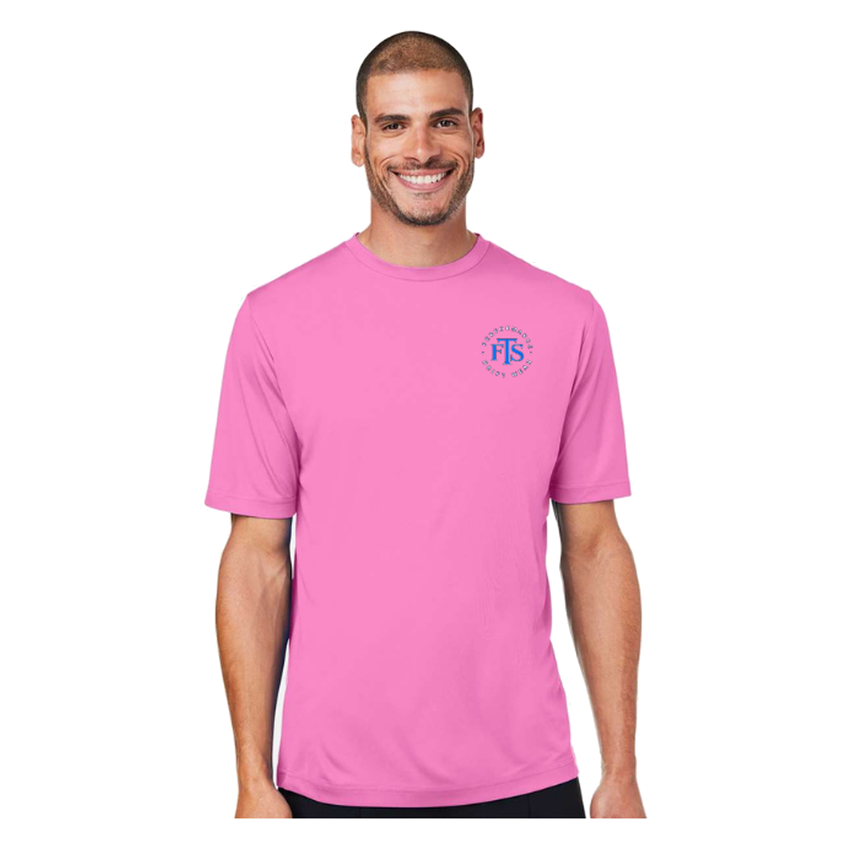 Florida FTS SS in Charity Pink, front view - mens short sleeve performance fishing shirt by Fishing The Shallows