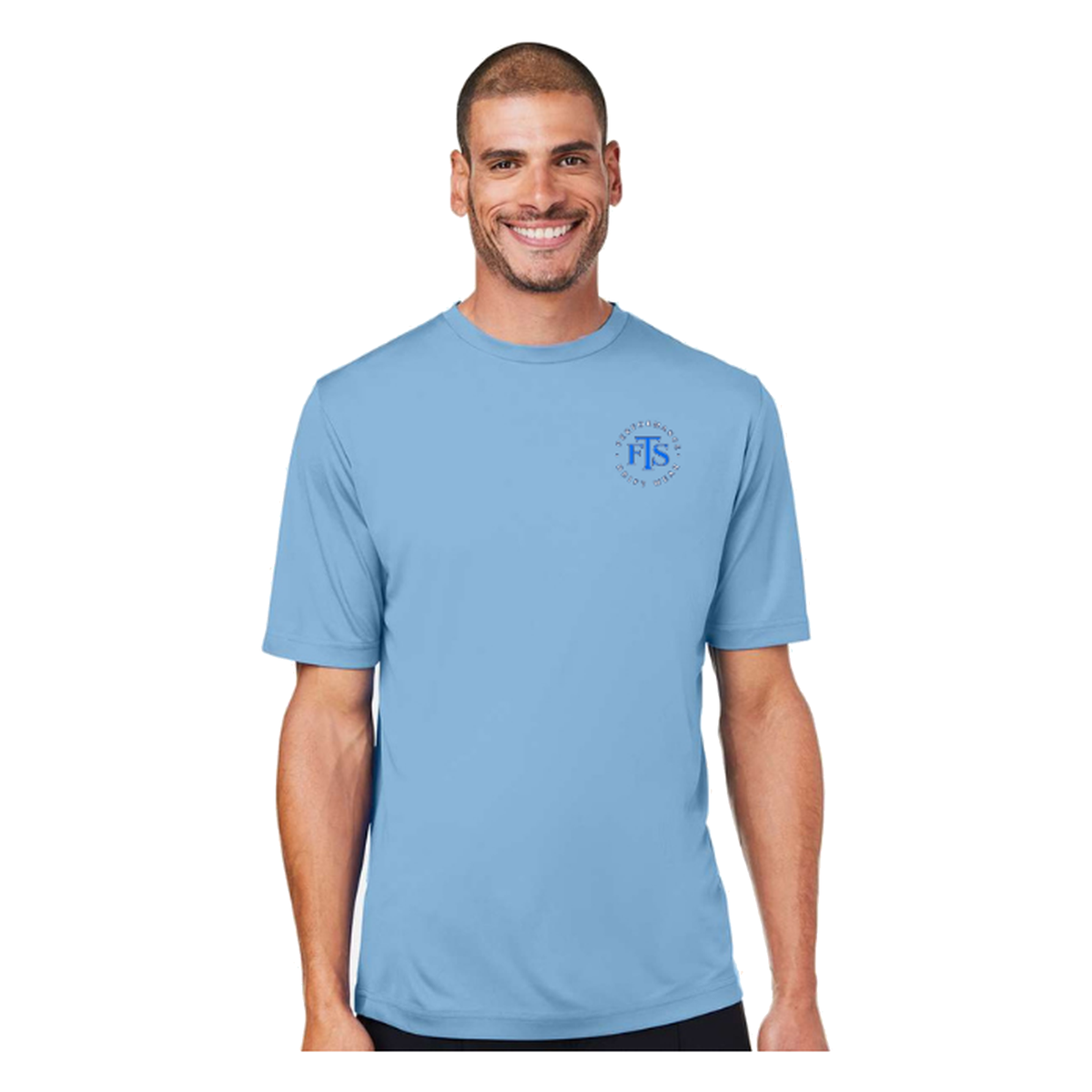 Florida FTS SS in Columbia Blue, front view - mens short sleeve performance fishing shirt by Fishing The Shallows
