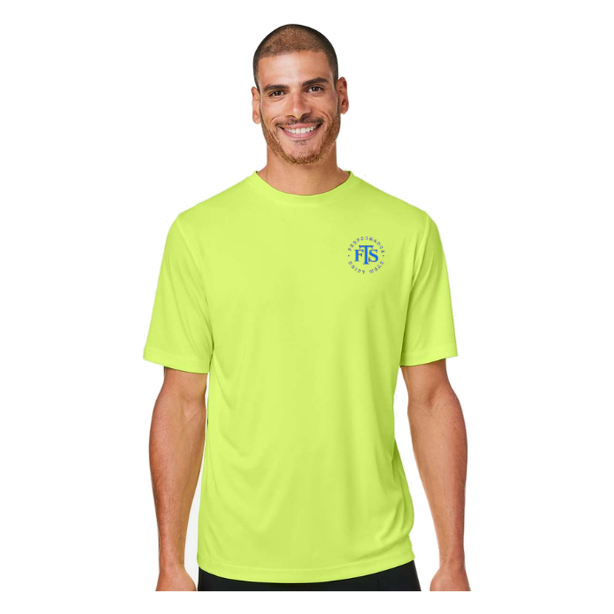 Florida FTS SS in Safety Yellow, front view - mens short sleeve performance fishing shirt by Fishing The Shallows