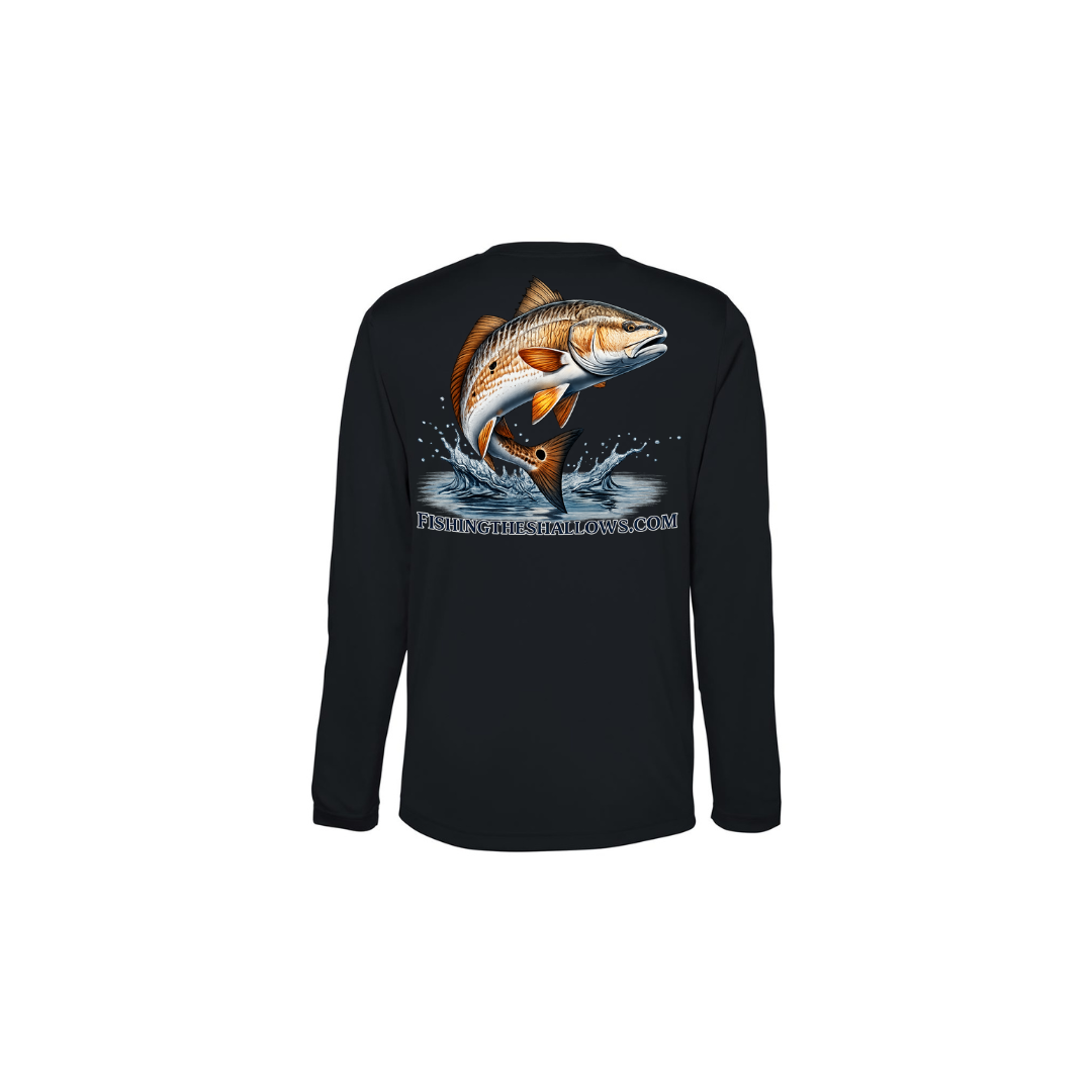 Redfish Art 2 – Youth Long Sleeve in Black - back view