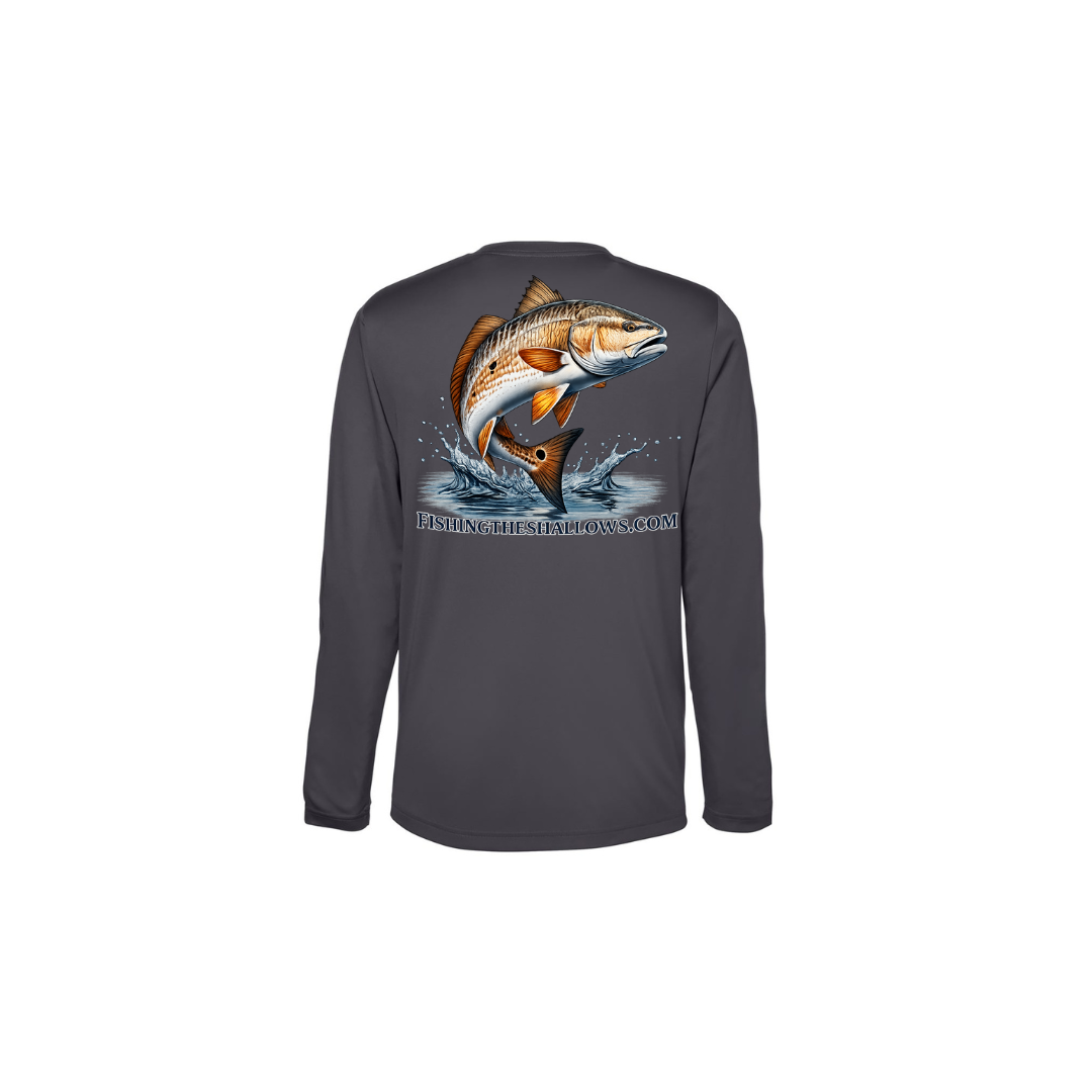 Redfish Art 2 – Youth Long Sleeve in Carbon - back view