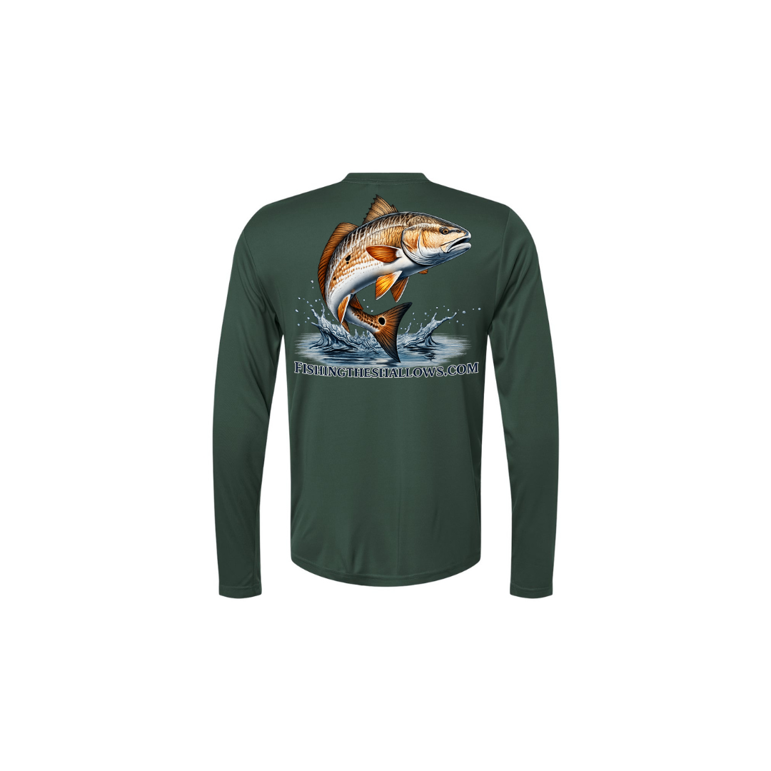 Redfish Art 2 – Youth Long Sleeve in Forest - back view