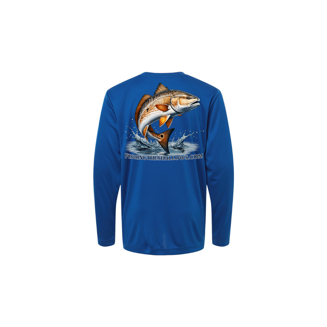 Redfish Art 2 – Youth Long Sleeve in True Royal - back view