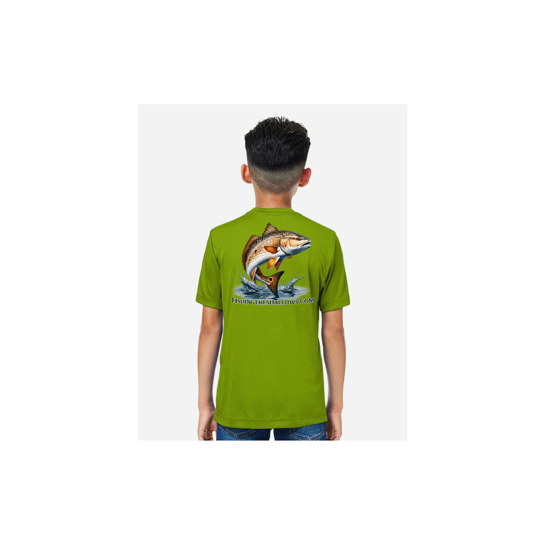 Redfish Art 2 – Youth Short Sleeve in Acid Green - back view