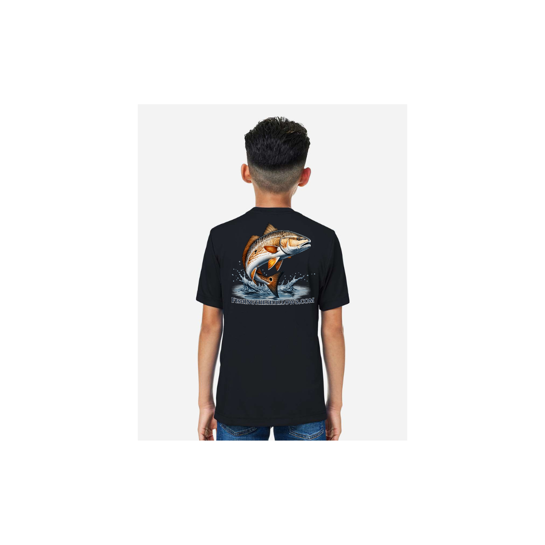 Redfish Art 2 – Youth Short Sleeve in Black - back view