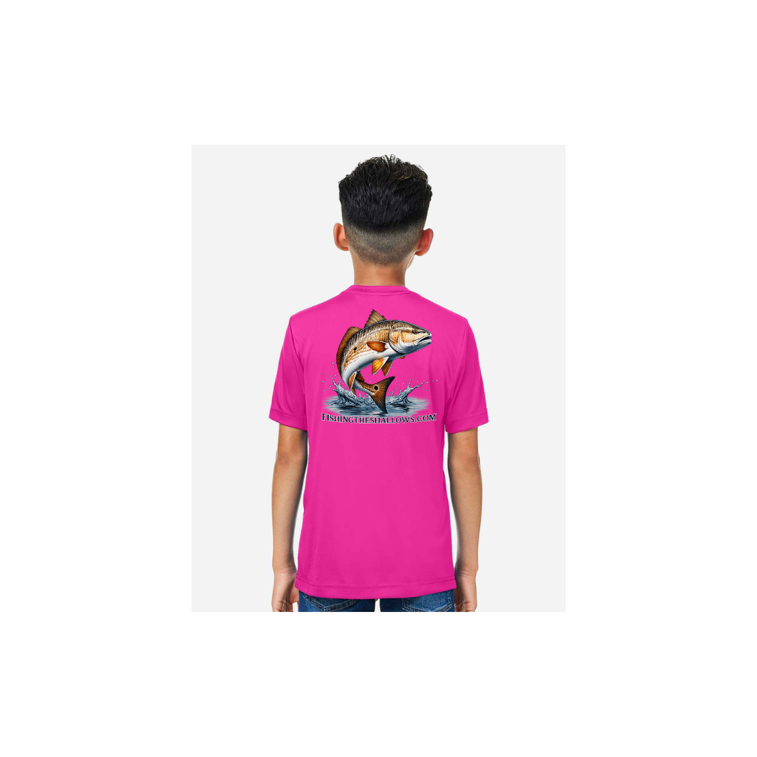 Redfish Art 2 – Youth Short Sleeve in Bright Magenta - back view