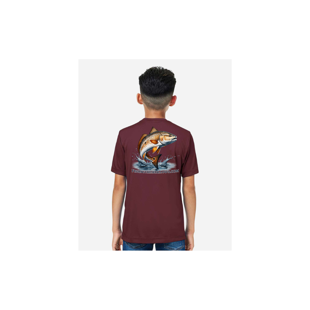 Redfish Art 2 – Youth Short Sleeve in Burgundy - back view