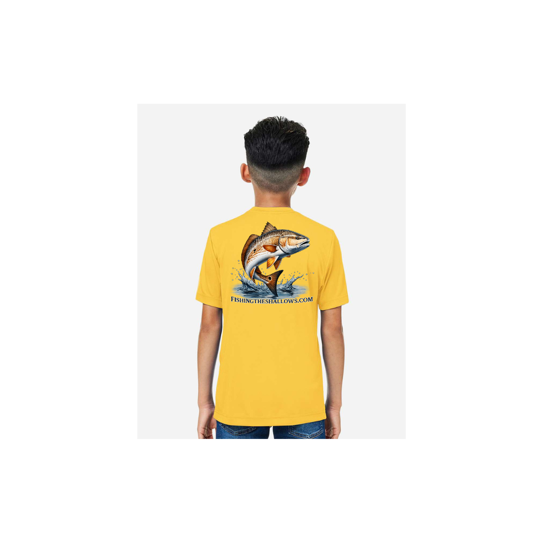 Redfish Art 2 – Youth Short Sleeve in Campus Gold - back view