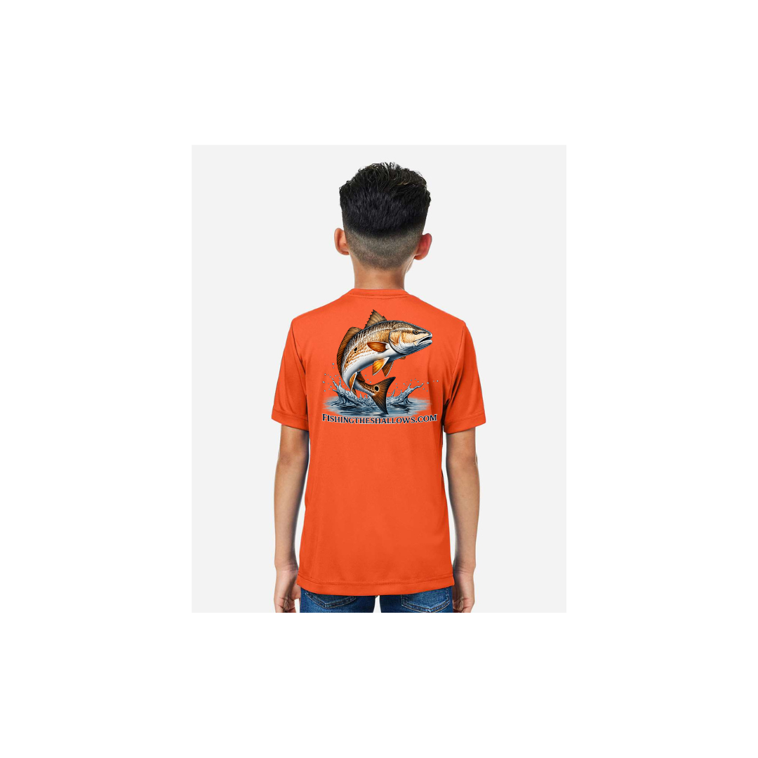 Redfish Art 2 – Youth Short Sleeve in Campus Orange - back view