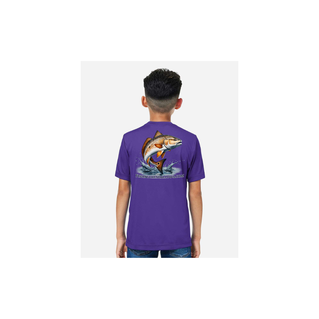 Redfish Art 2 – Youth Short Sleeve in Campus Purple - back view