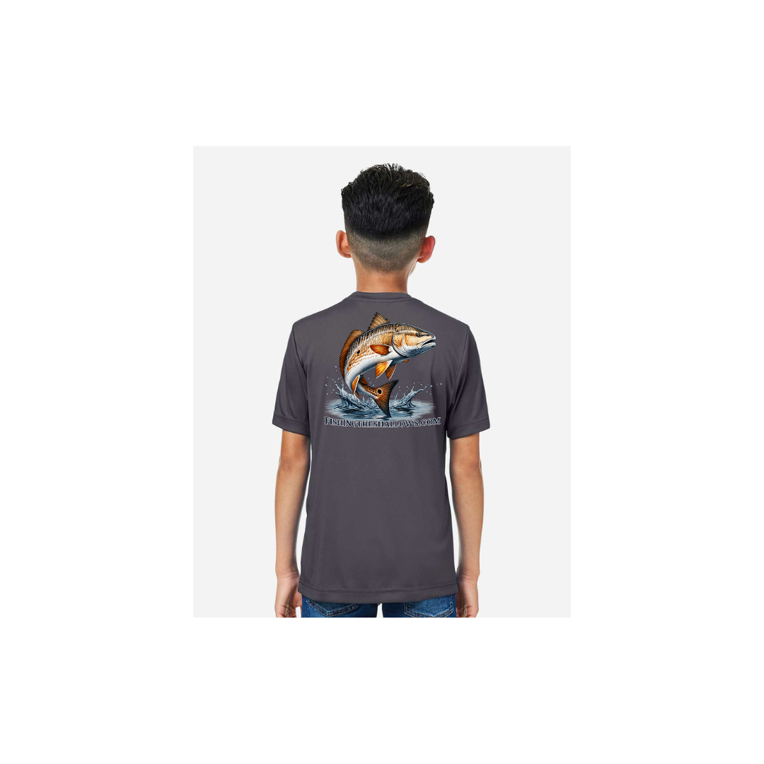 Redfish Art 2 – Youth Short Sleeve in Carbon - back view
