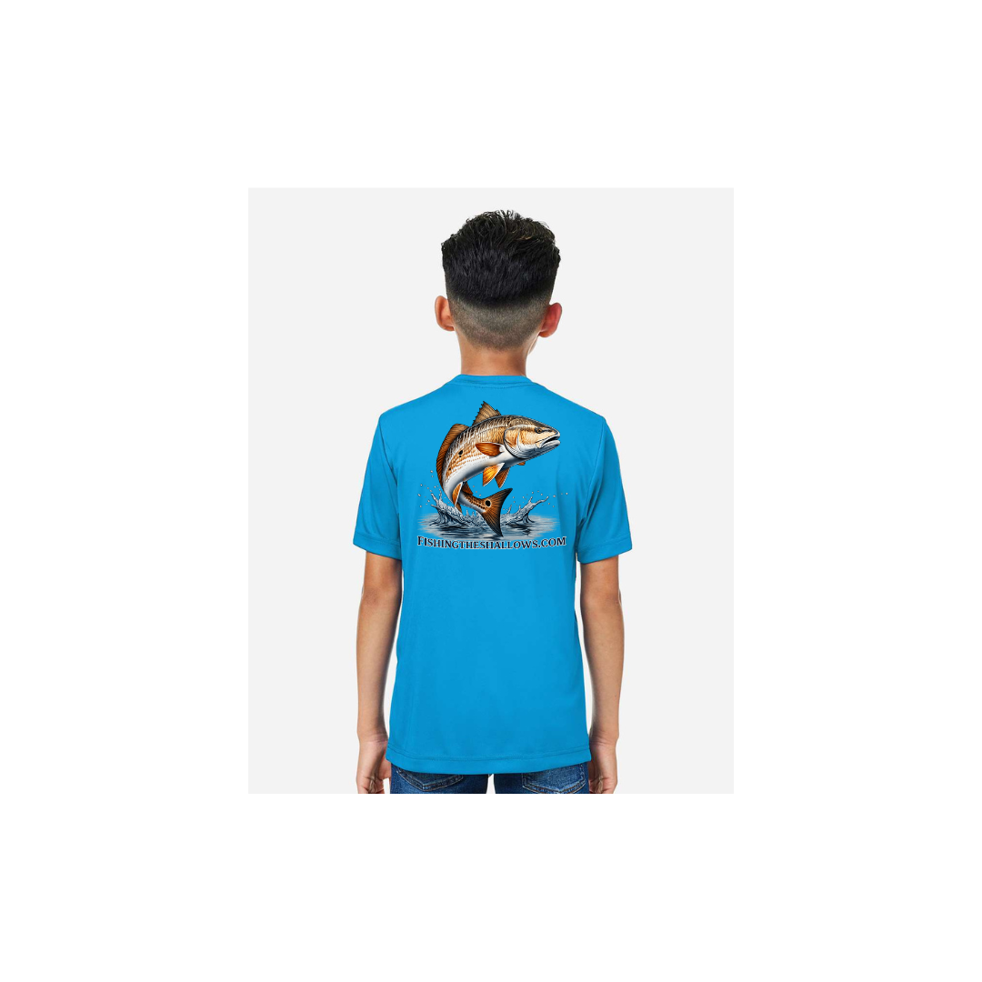 Redfish Art 2 – Youth Short Sleeve in Electric Blue - back view