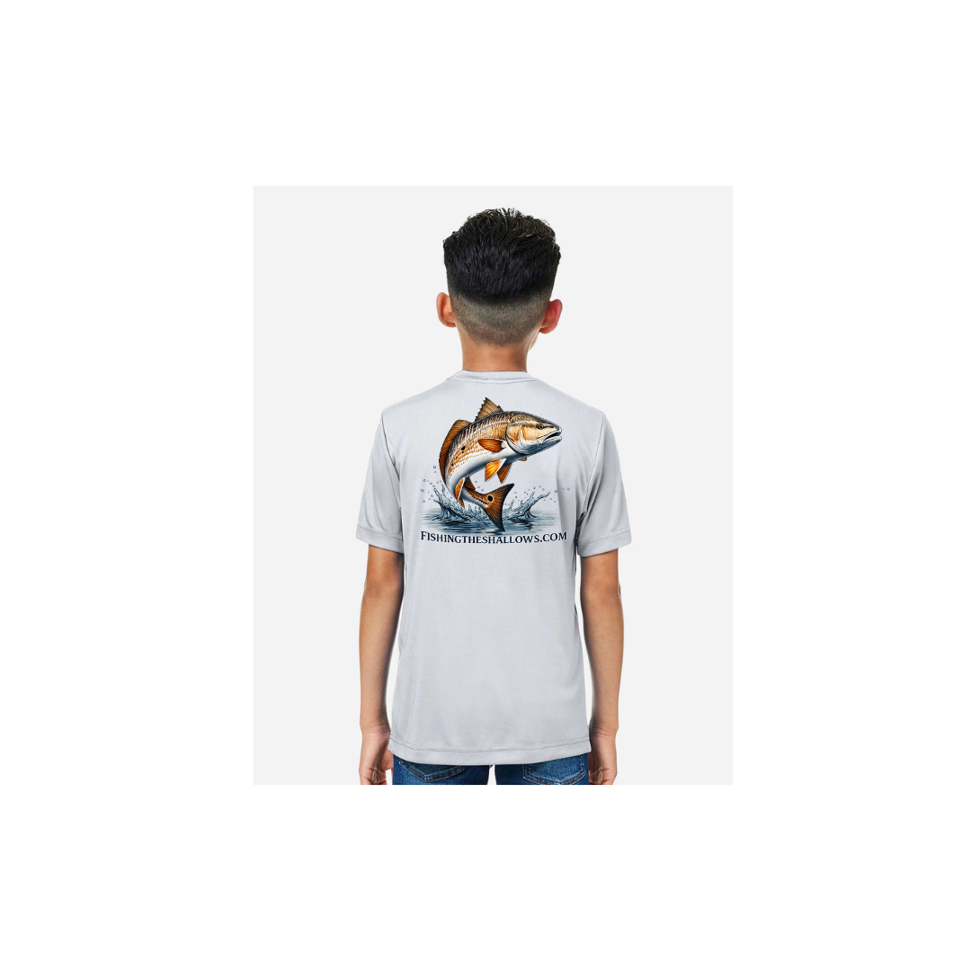 Redfish Art 2 – Youth Short Sleeve in Platinum - back view