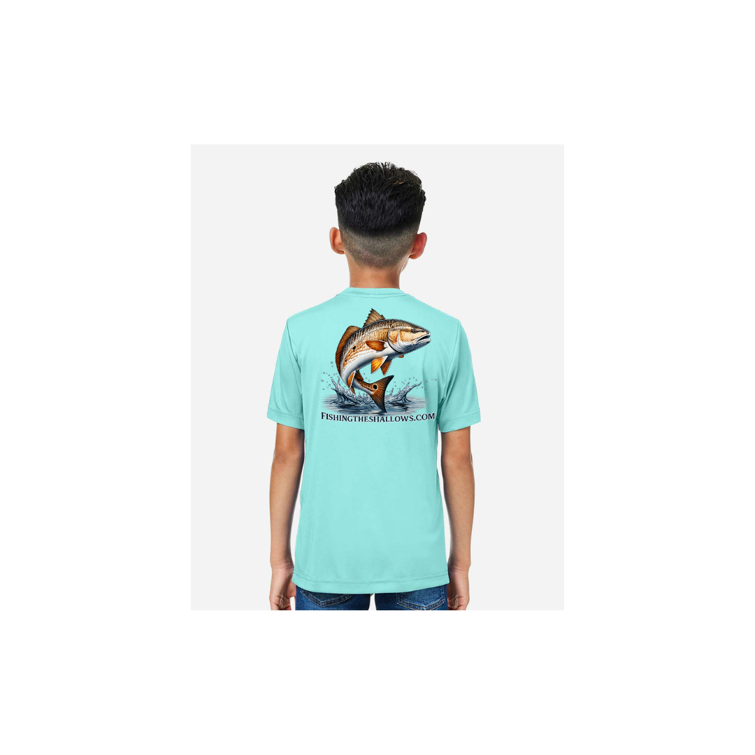 Redfish Art 2 – Youth Short Sleeve in Sea Glass - back view
