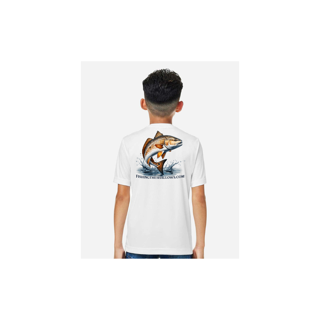 Redfish Art 2 – Youth Short Sleeve in White - back view