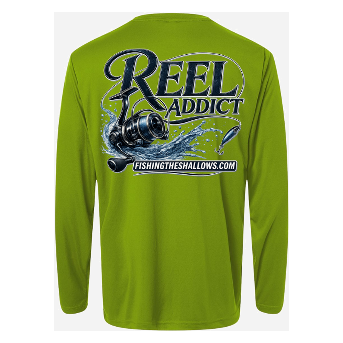 Reel Addict – Men's Long Sleeve - Acid Green - Back