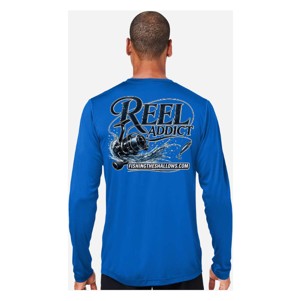 Reel Addict – Men's Long Sleeve - True Royal - Back