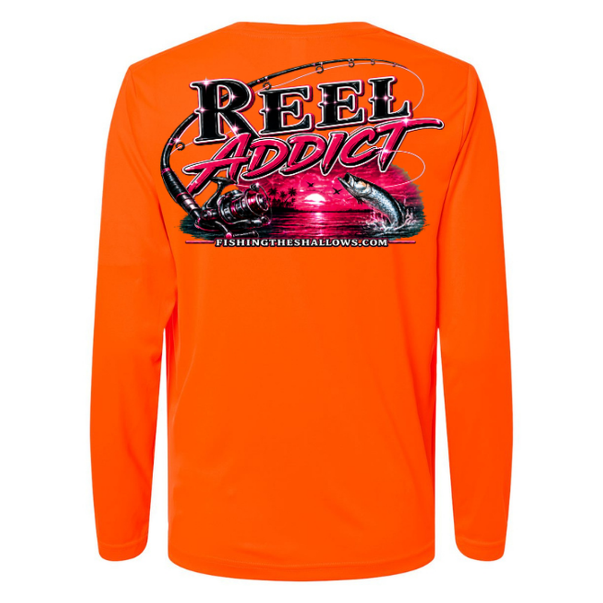 Reel Addict Pink – Women's Long Sleeve - Safety Orange - Back