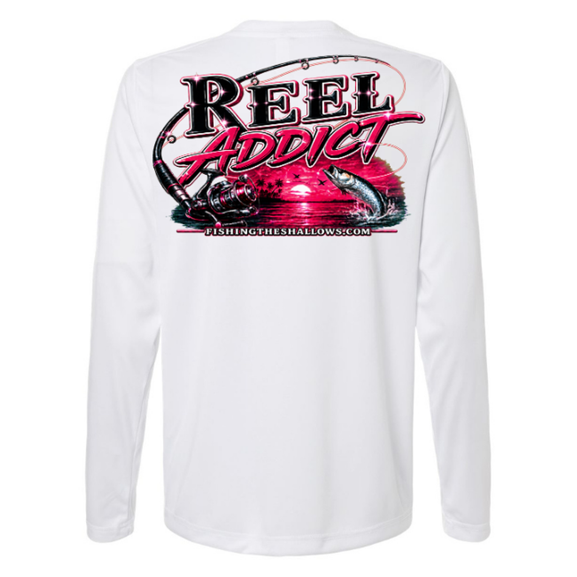 Reel Addict Pink – Women's Long Sleeve - White - Back